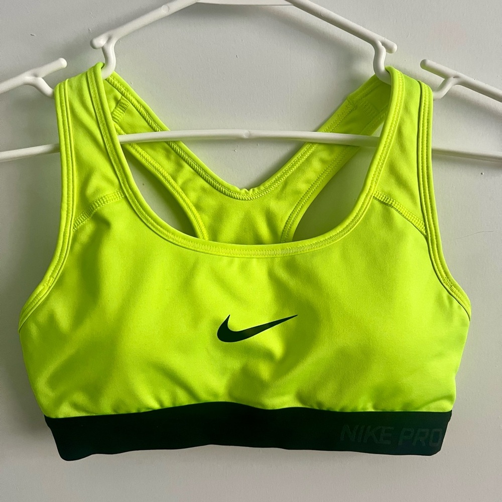 Neon Green/Yellow NIKE PRO sports bra.